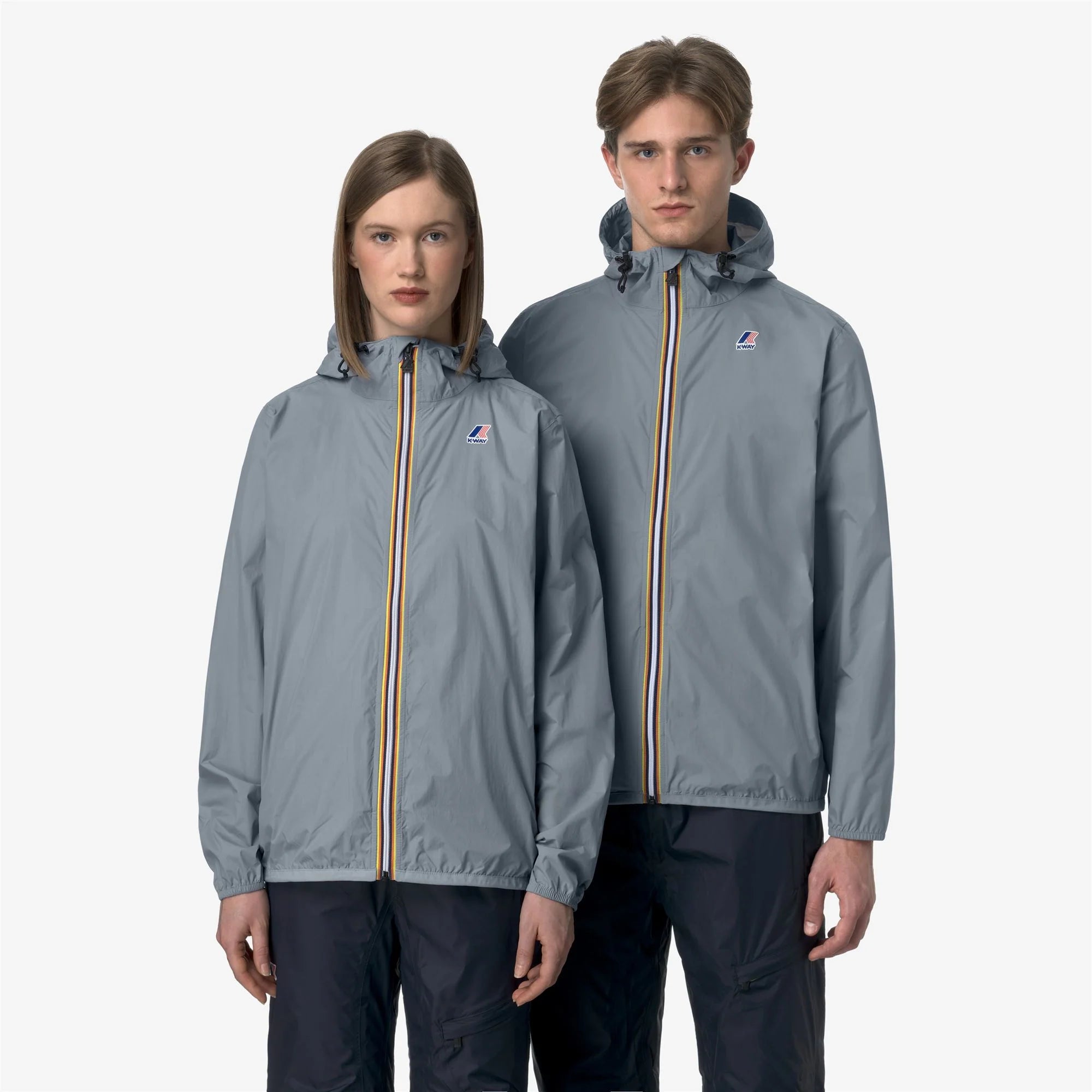 Le Vrai 4.0 Claude - Unisex Packable Full Zip Waterproof  Rain Jacket in Grey Md