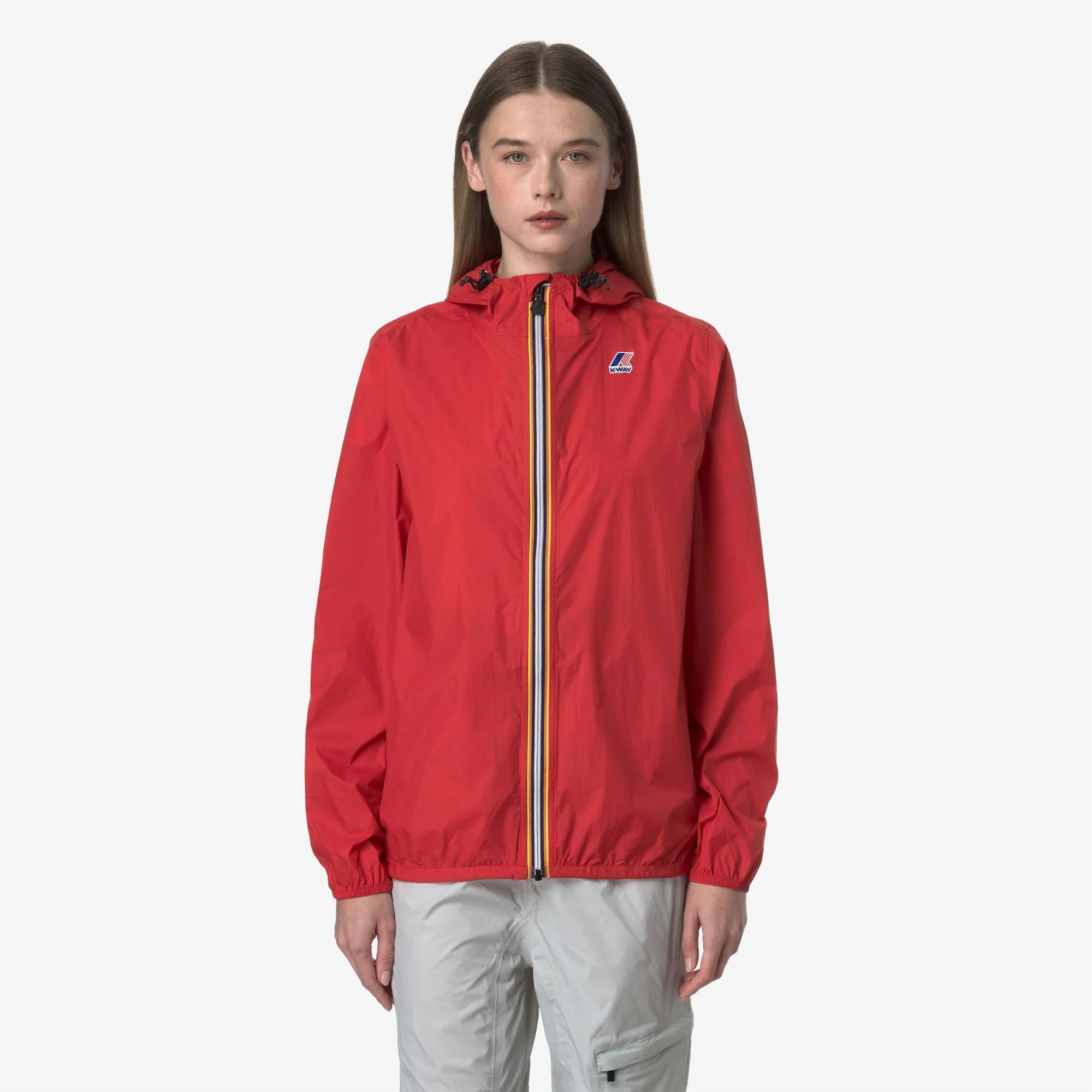 Le Vrai 4.0 Claude - Unisex Packable Full Zip Waterproof  Rain Jacket in Red Jasper