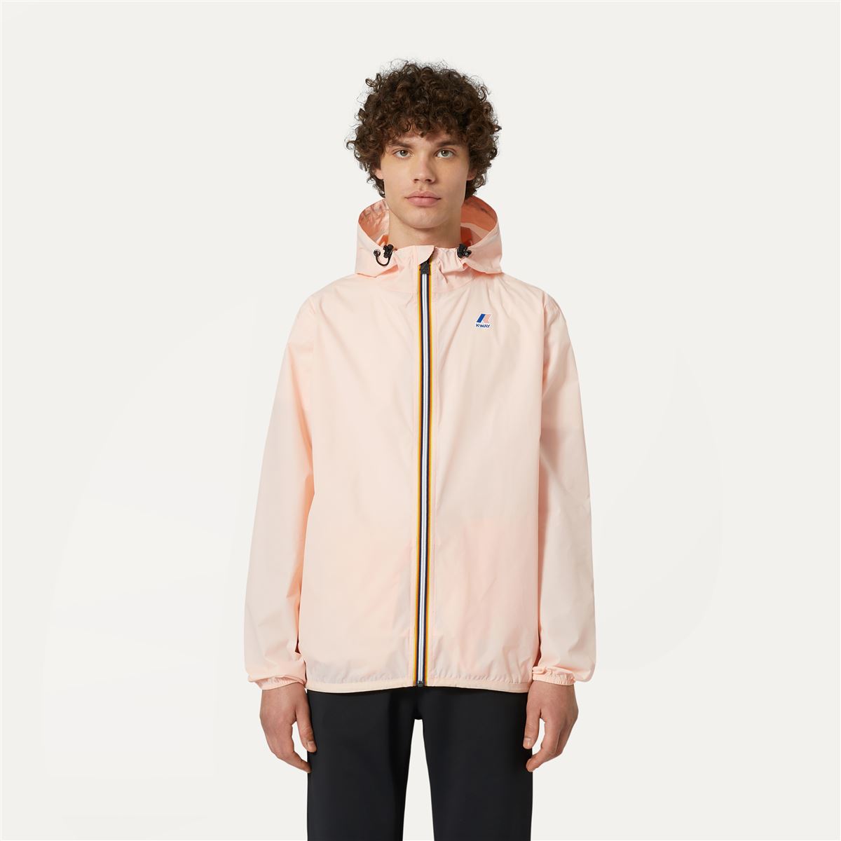Claude - Veste de pluie imperméable pliable à fermeture éclair intégrale unisexe en rose Dafne