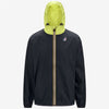 Claude - Unisex Packable Full Zip Waterproof Rain Jacket in Blue Depth - Green Celery