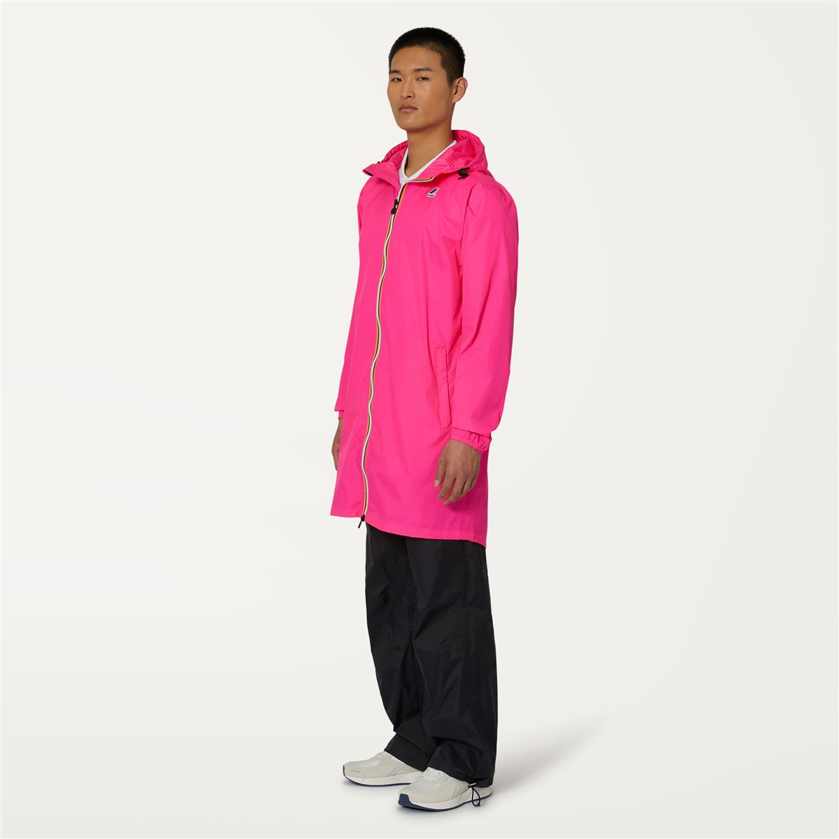 Eiffel - Veste de pluie longue pliable imperméable unisexe en rose intense