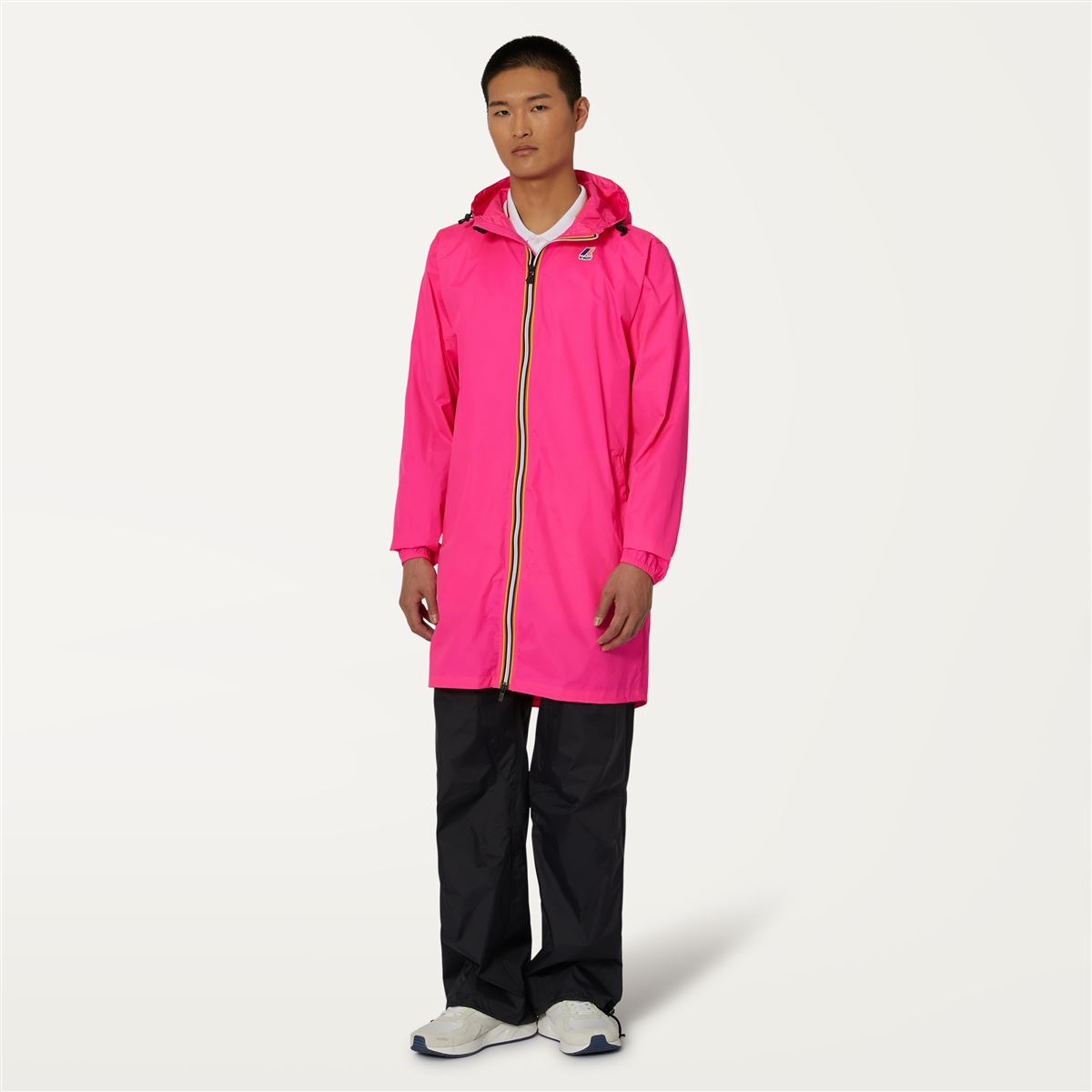 Eiffel - Veste de pluie longue pliable imperméable unisexe en rose intense
