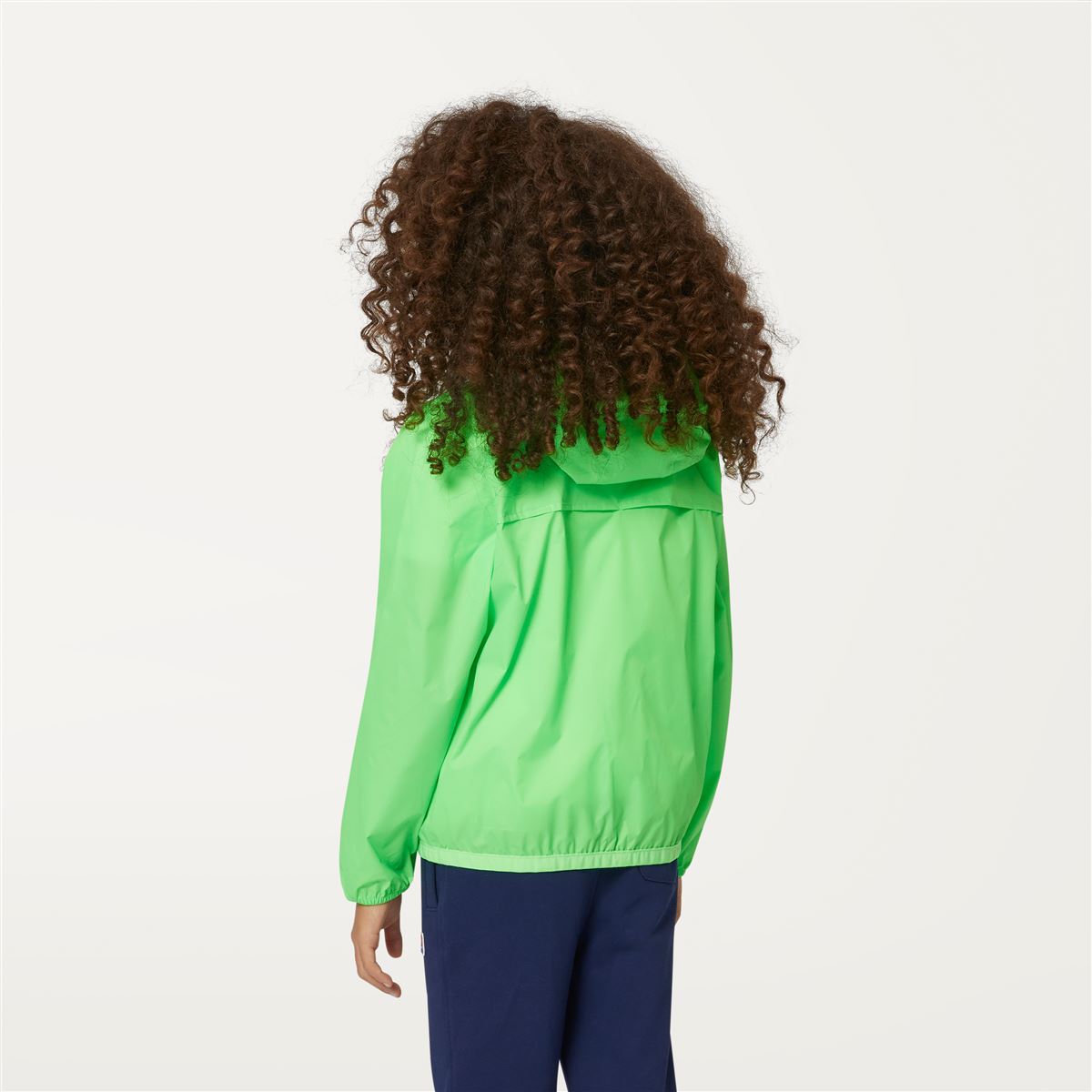 Claude - Veste de pluie pliable entièrement zippée pour enfants en vert fluo
