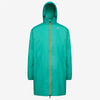 Eiffel - Unisex Waterproof Packable Long Rain Jacket in Green Marine