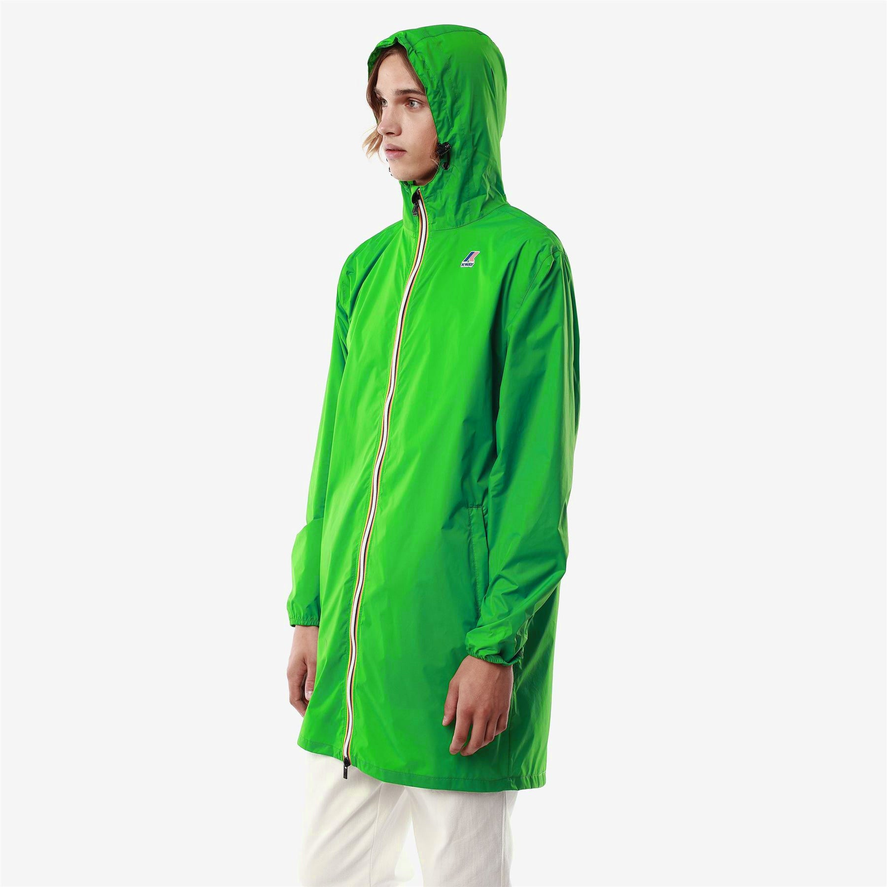 Eiffel - Unisex Waterproof Packable Long Rain Jacket in Green Fluo