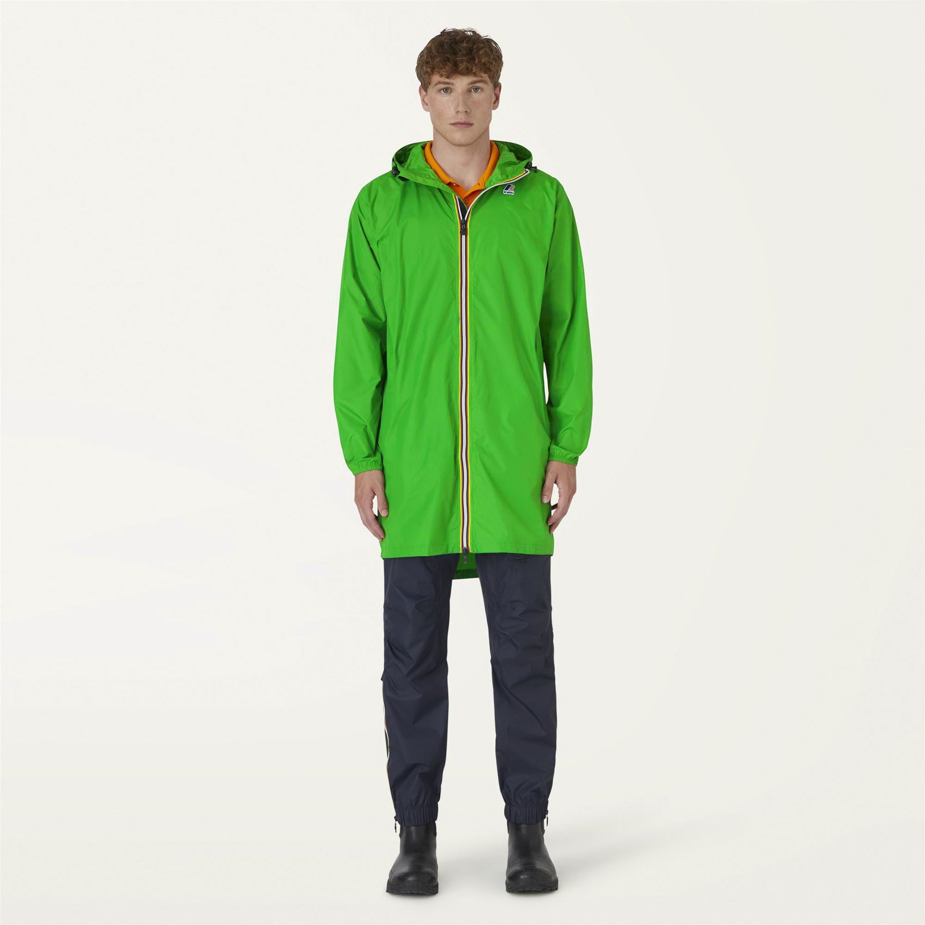 Eiffel - Unisex Waterproof Packable Long Rain Jacket in Green Fluo