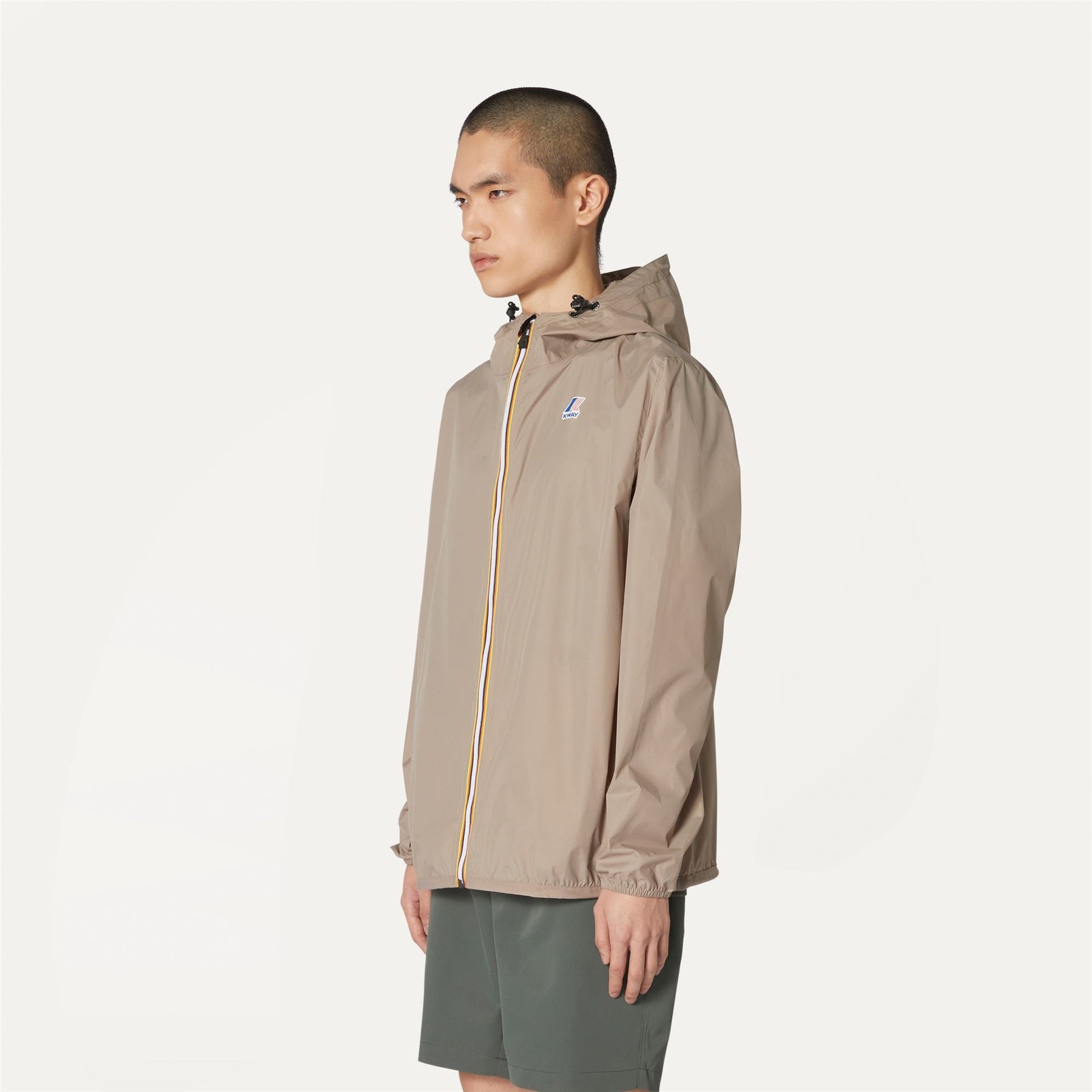 Claude - Unisex Packable Full Zip Waterproof  Rain Jacket in Beige Taupe