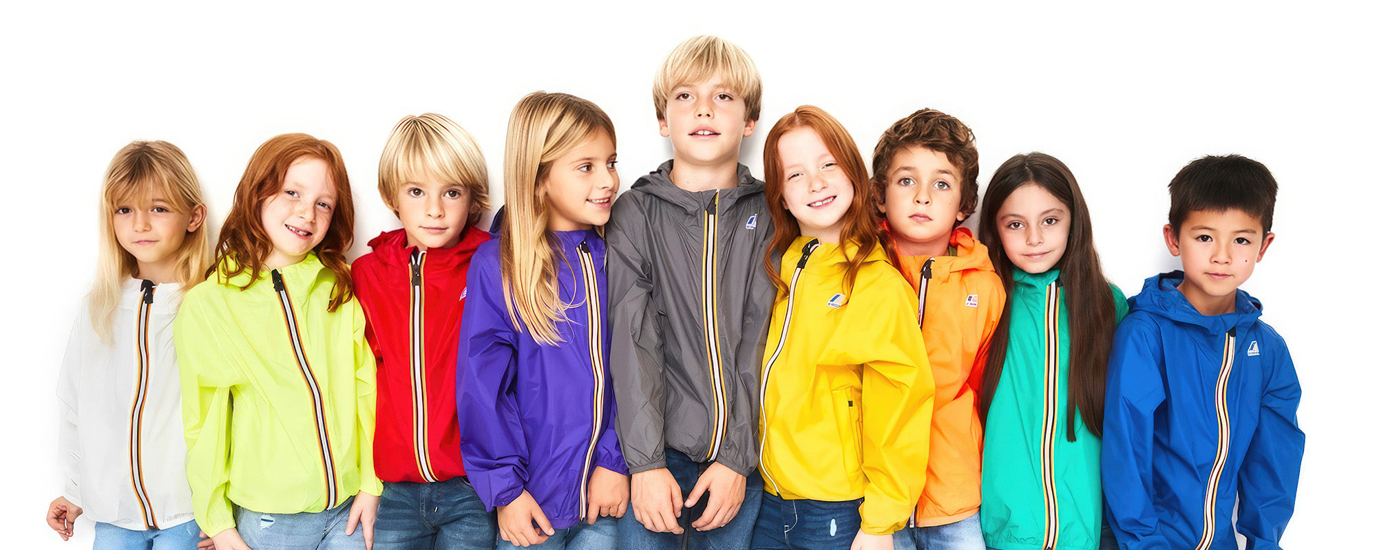 K-Way Kids wearing Colored Jackets