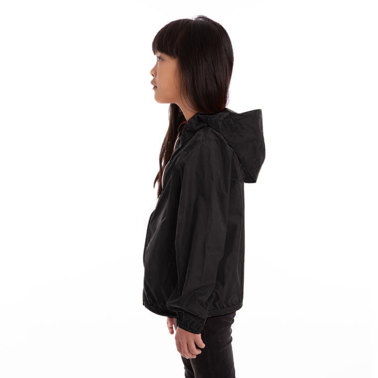 Claude - Kids Packable Full Zip Rain Jacket in Black