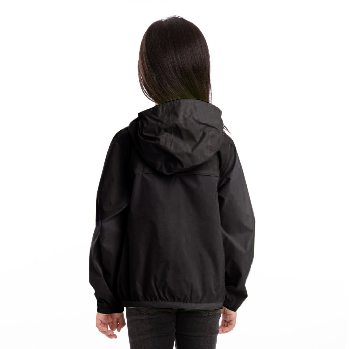 Claude - Kids Packable Full Zip Rain Jacket in Black