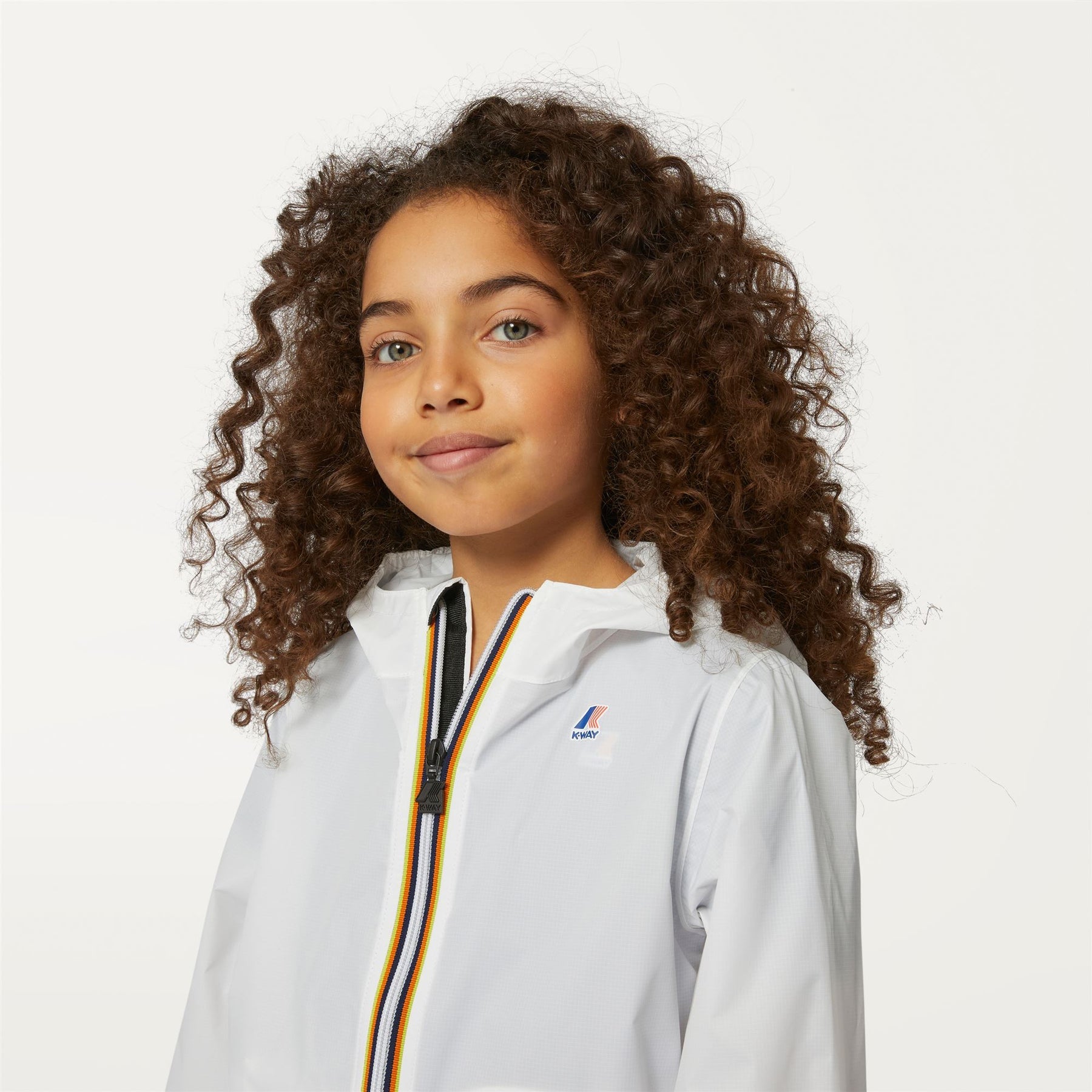Claude - Kids Packable Full Zip Rain Jacket in White