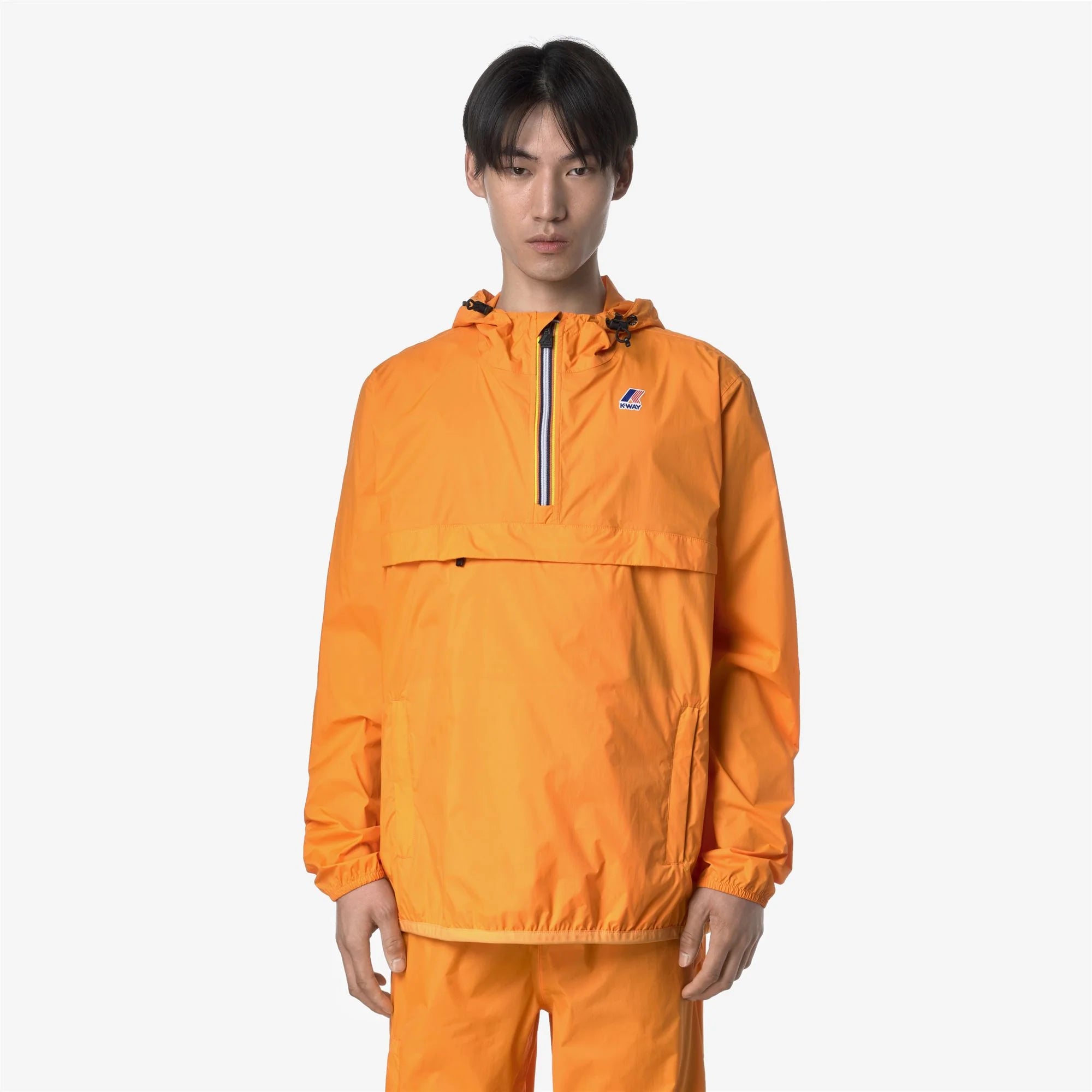 Le Vrai 4.0 Leon - Unisex Packable Quarter Zip Rain Jacket in Orange