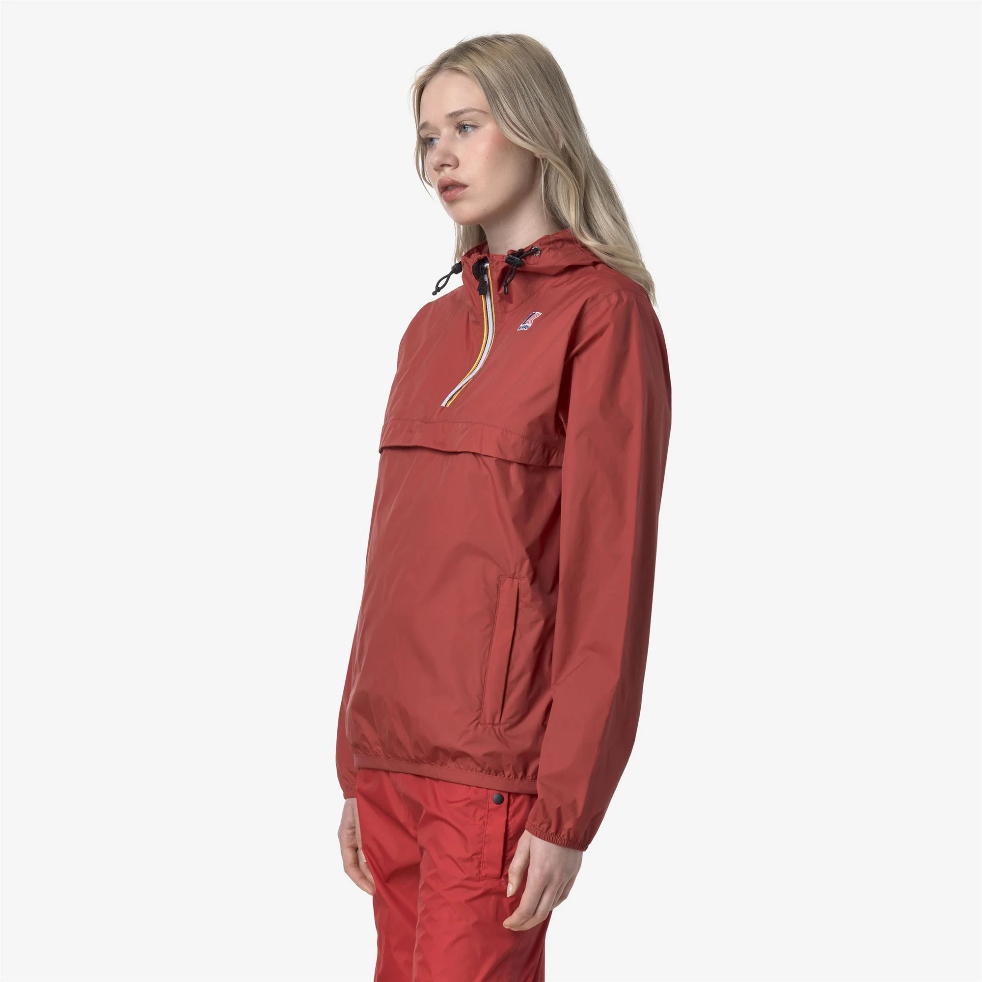 Le Vrai 4.0 Leon - Unisex Packable Quarter Zip Rain Jacket in Red Jasper