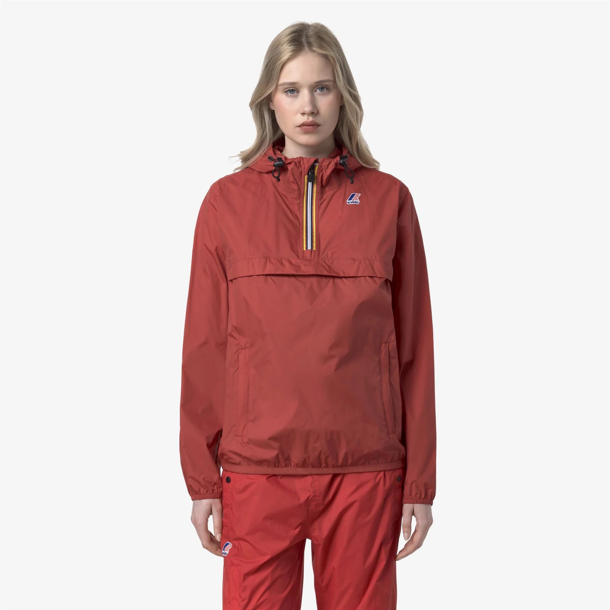 Le Vrai 4.0 Leon - Unisex Packable Quarter Zip Rain Jacket in Red Jasper