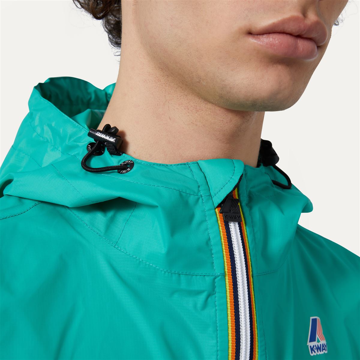 Claude - Unisex Packable Full Zip Waterproof  Rain Jacket in Green Marine