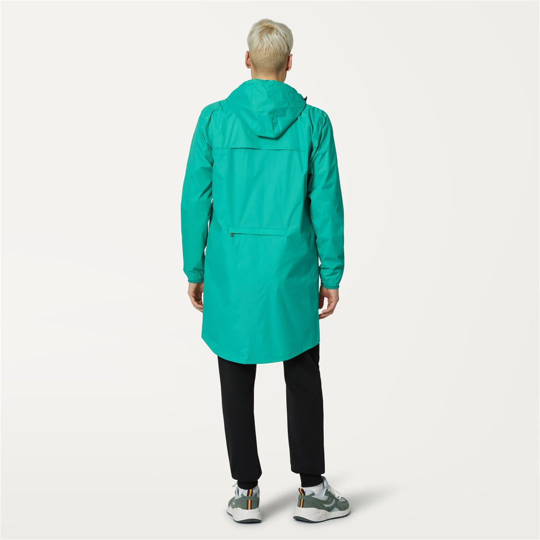 K-Way Eiffel Green Marine Unisex Waterproof Packable Long Rain Jacket