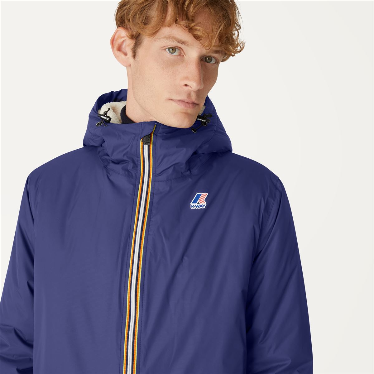 Claude Orsetto - Unisex Sherpa Lined Waterproof Full Zip Rain Jacket in Blue Medieval