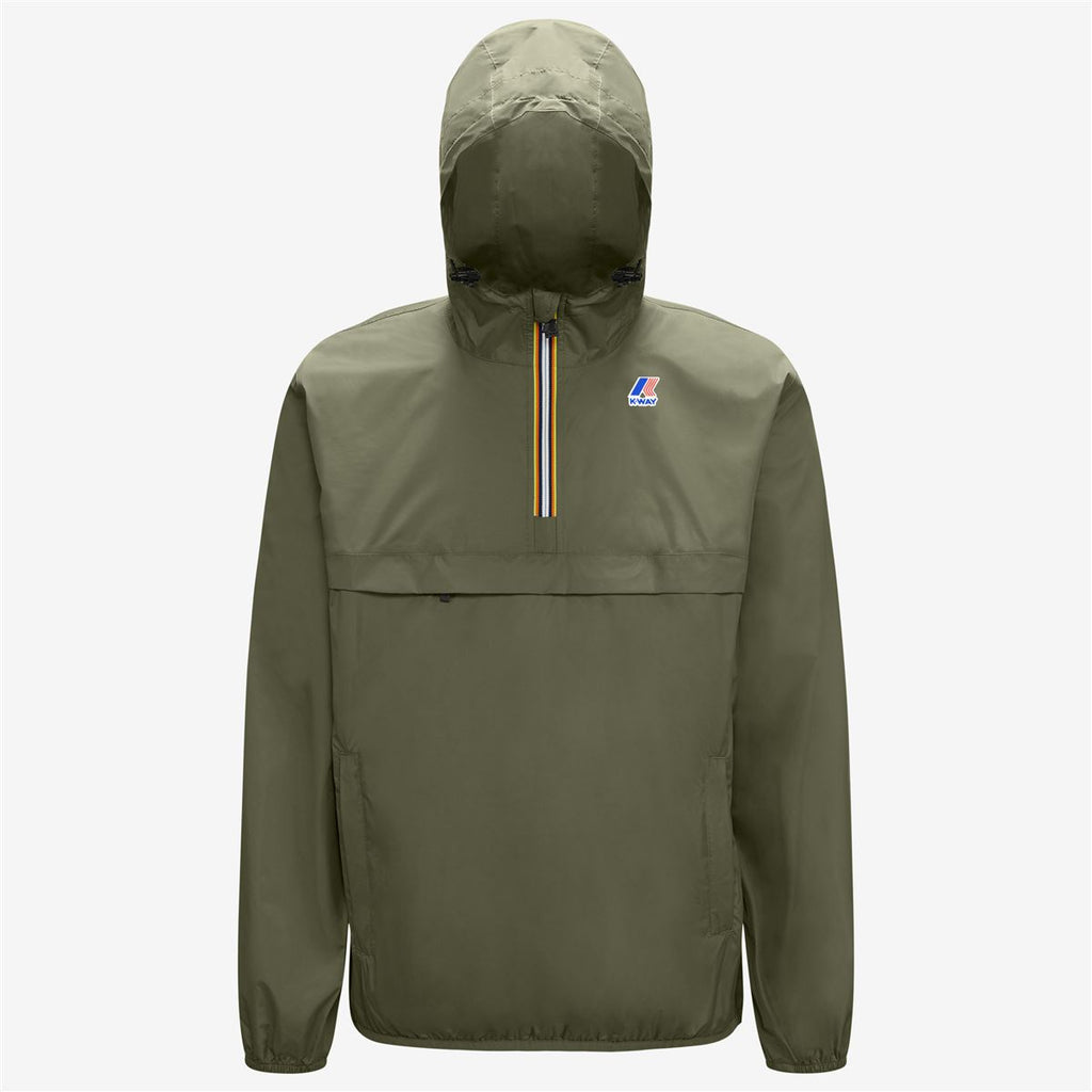 K-Way Le Vrai Leon Green Blackish Packable Quarter Zip Windbreaker