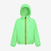 Claude - Kids Packable Full Zip Rain Jacket in Green Fluo