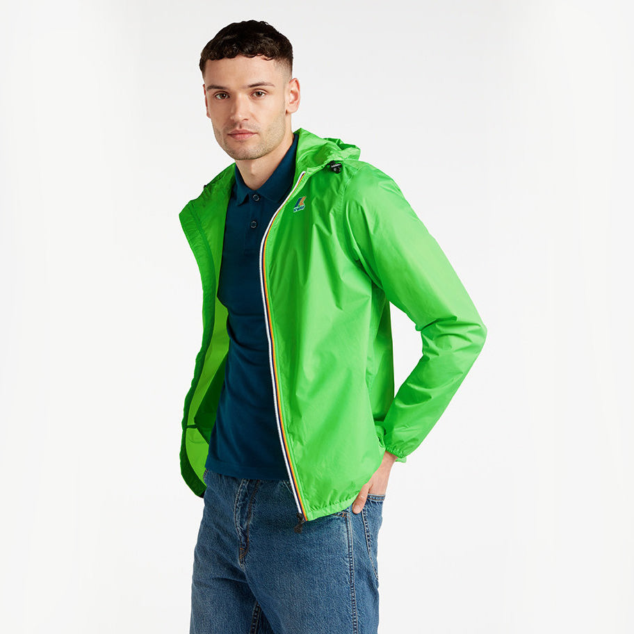 Leon - Packable Quarter Zip Rain Jacket in Green Fluo