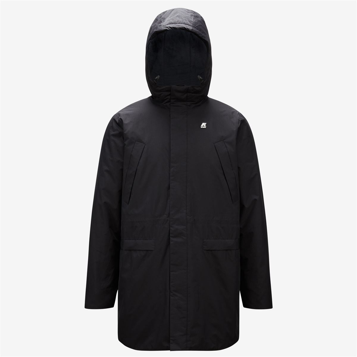 Remi Ripstop Marmotta - Men Waterproof Hooded Coat in Black Pure - Blue Depht