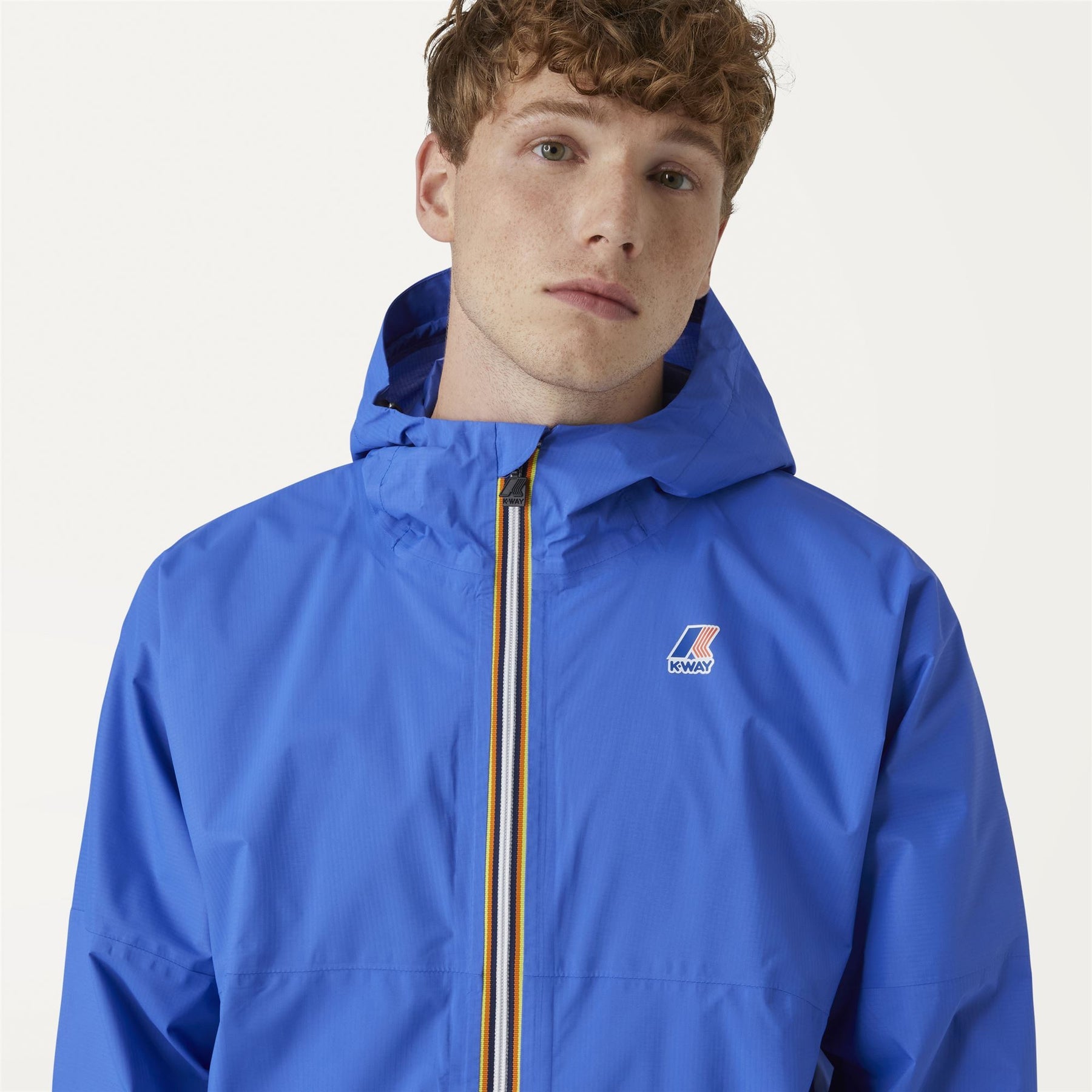 Amiable Claude Packable Full Zip Rain Recycled Jacket in Blue Royal