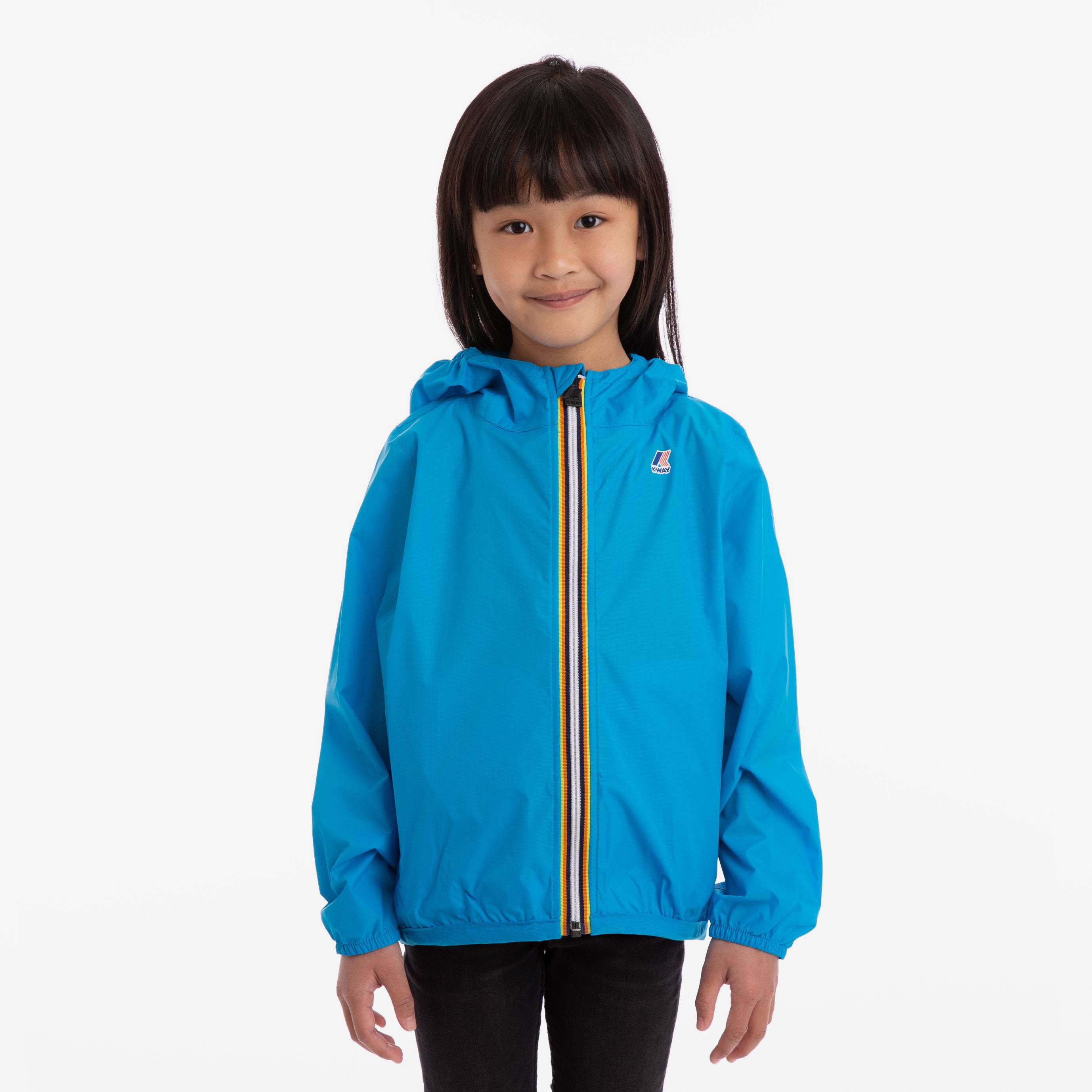 Claude - Kids Packable Full Zip Rain Jacket in Blue California