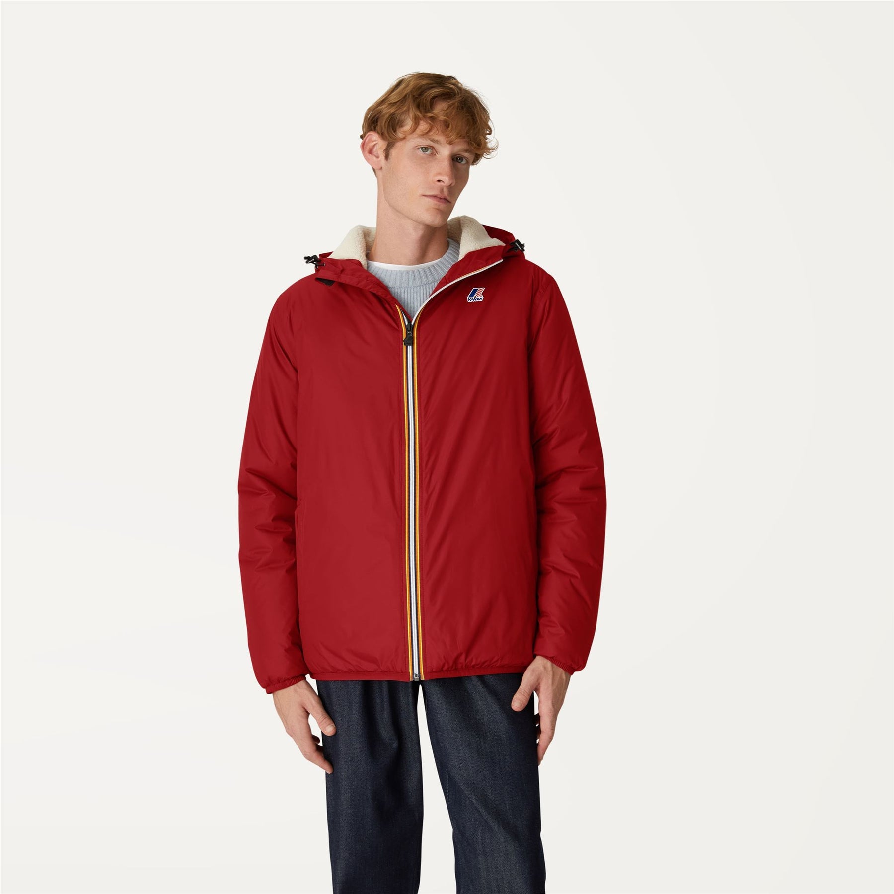 Claude Orsetto - Unisex Lined Full Zip Rain Jacket in Red Dk