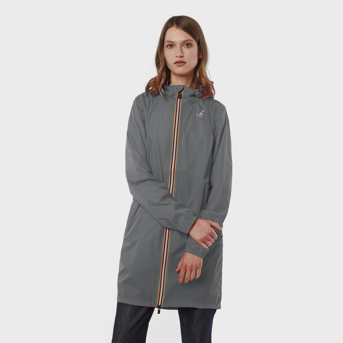 Eiffel - Unisex Waterproof Packable Long Rain Jacket in Grey Smoke