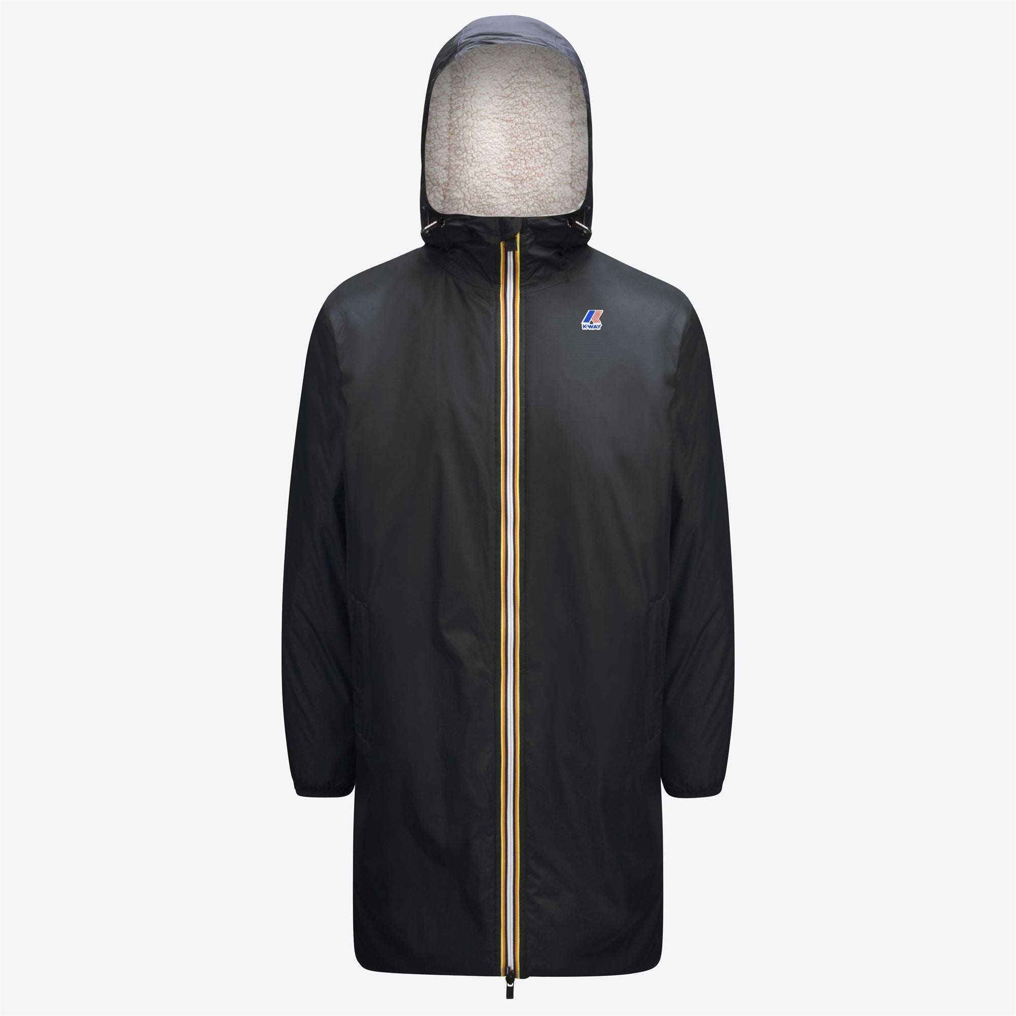 Eiffel Orsetto - Unisex Packable Lined Long Rain Jacket in Black Pure