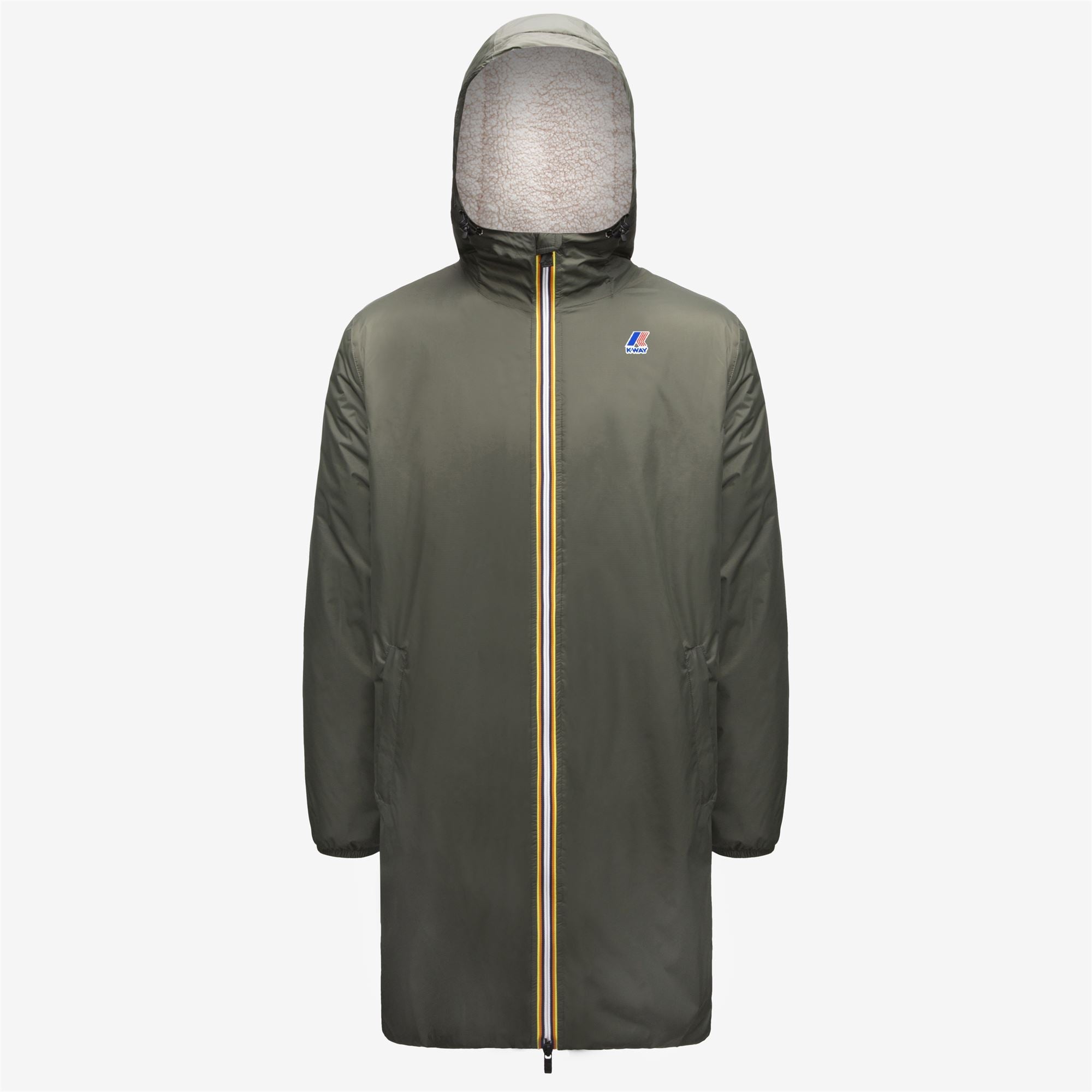 Eiffel Orsetto - Unisex Packable Lined Long Rain Jacket in Green Blackish