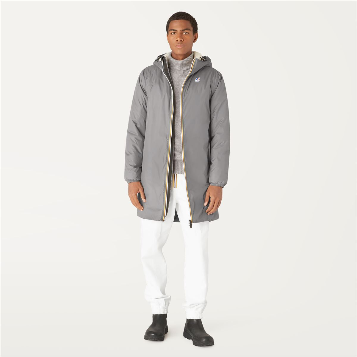 Eiffel Orsetto - Unisex Packable Lined Long Rain Jacket in Grey Smoked