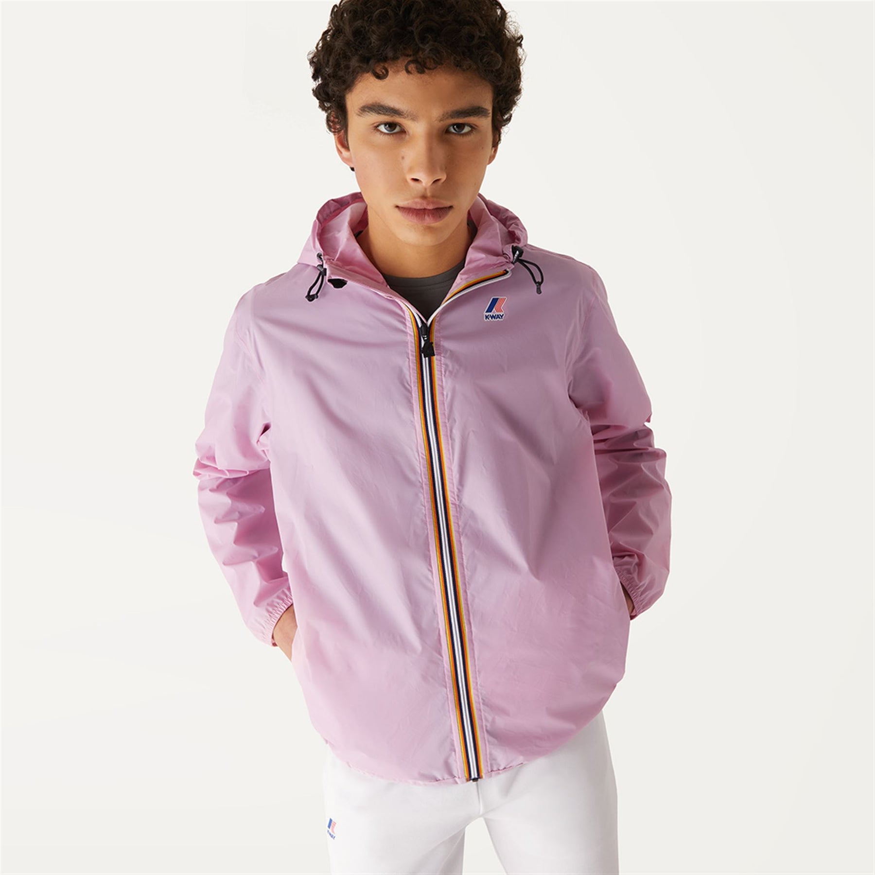 Claude - Unisex Packable Full Zip Waterproof  Rain Jacket in Pink