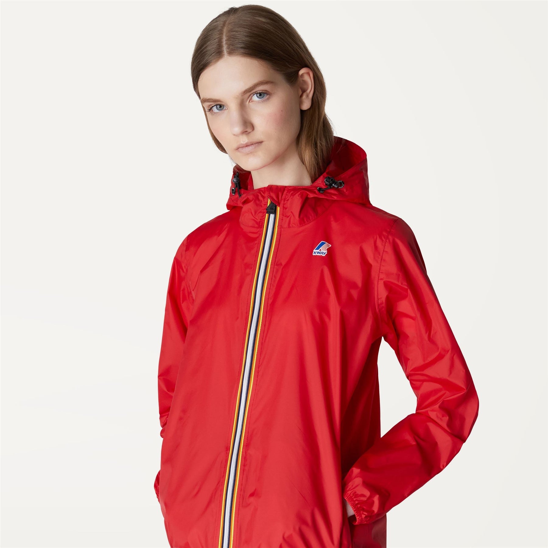 Claude - Unisex Packable Full Zip Waterproof  Rain Jacket in Red