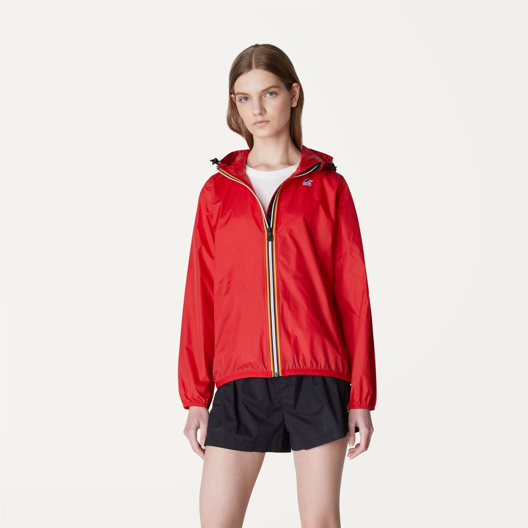 Claude - Unisex Packable Full Zip Waterproof  Rain Jacket in Red