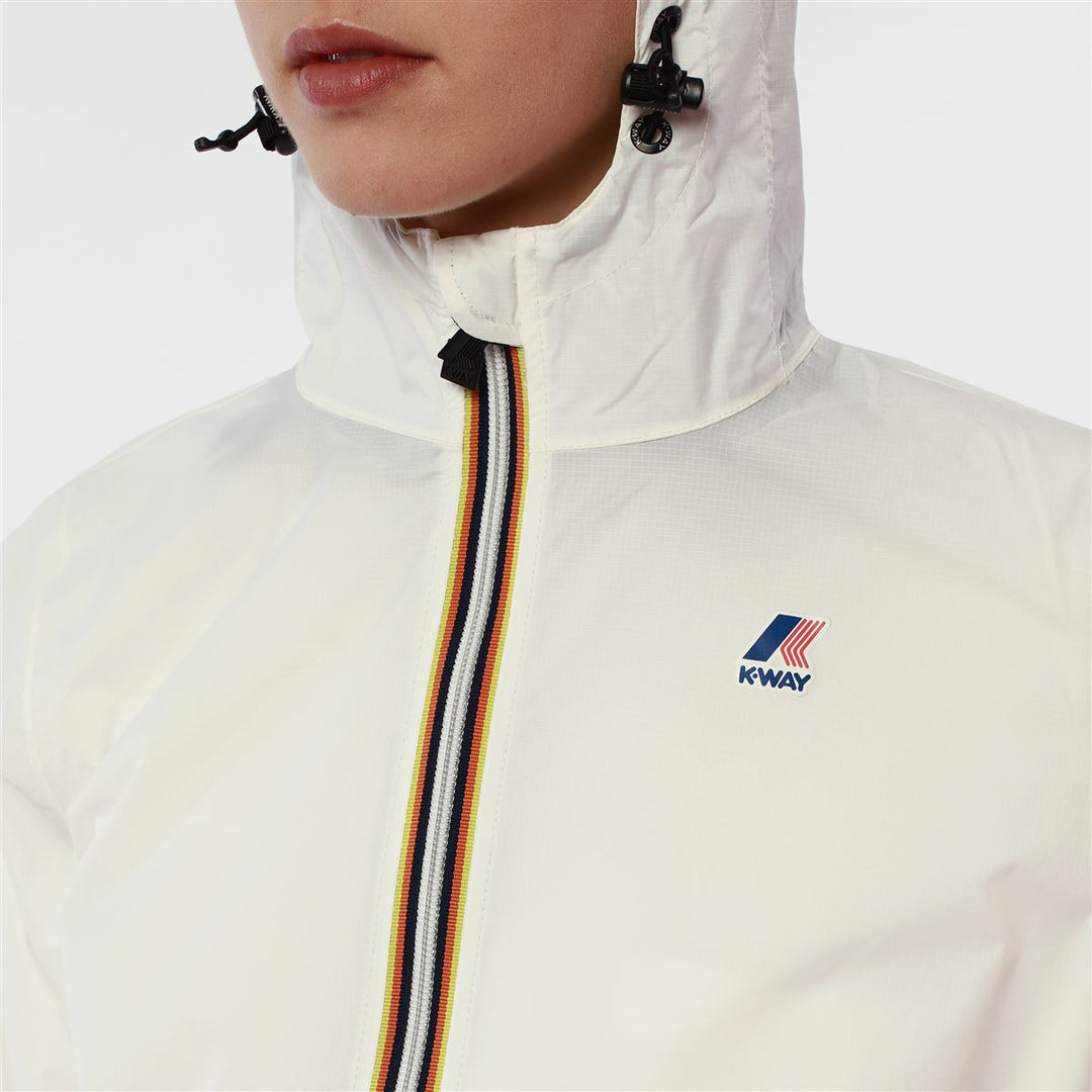 K-Way Le Vrai Claude White Unisex Packable Full Zip Windbreaker & Rain ...