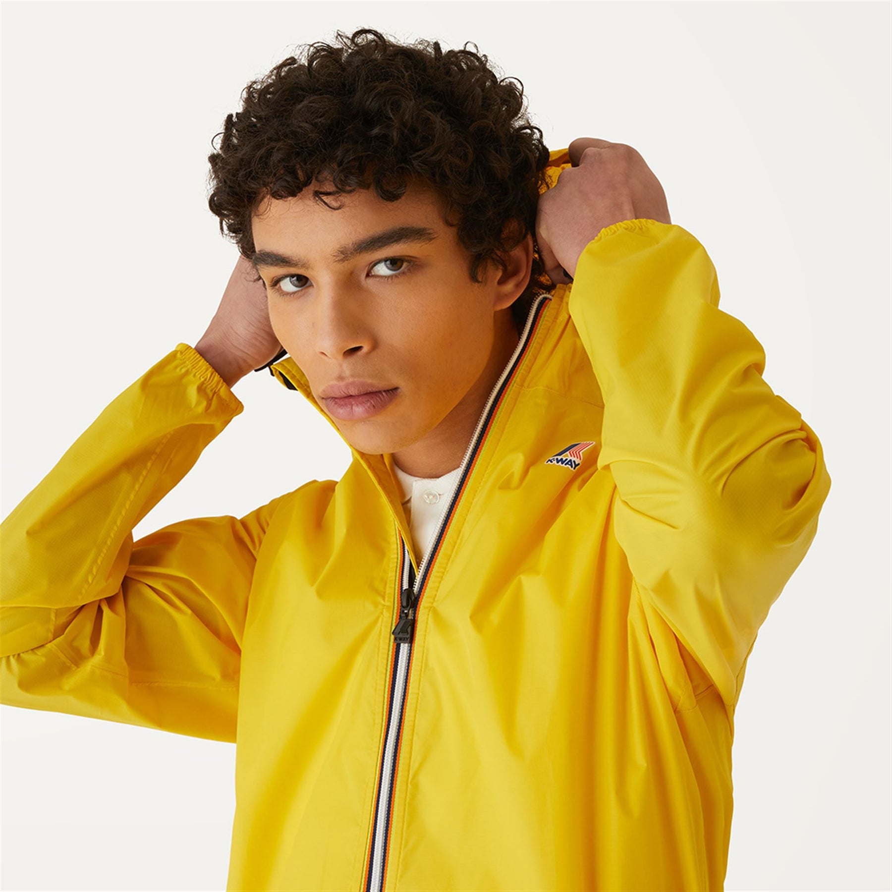 Claude - Unisex Packable Full Zip Waterproof  Rain Jacket in Yellow Dk