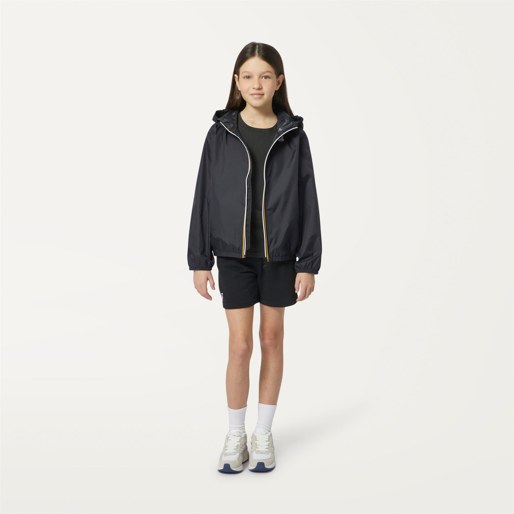 Claude - Kids Packable Full Zip Rain Jacket in Black Pure