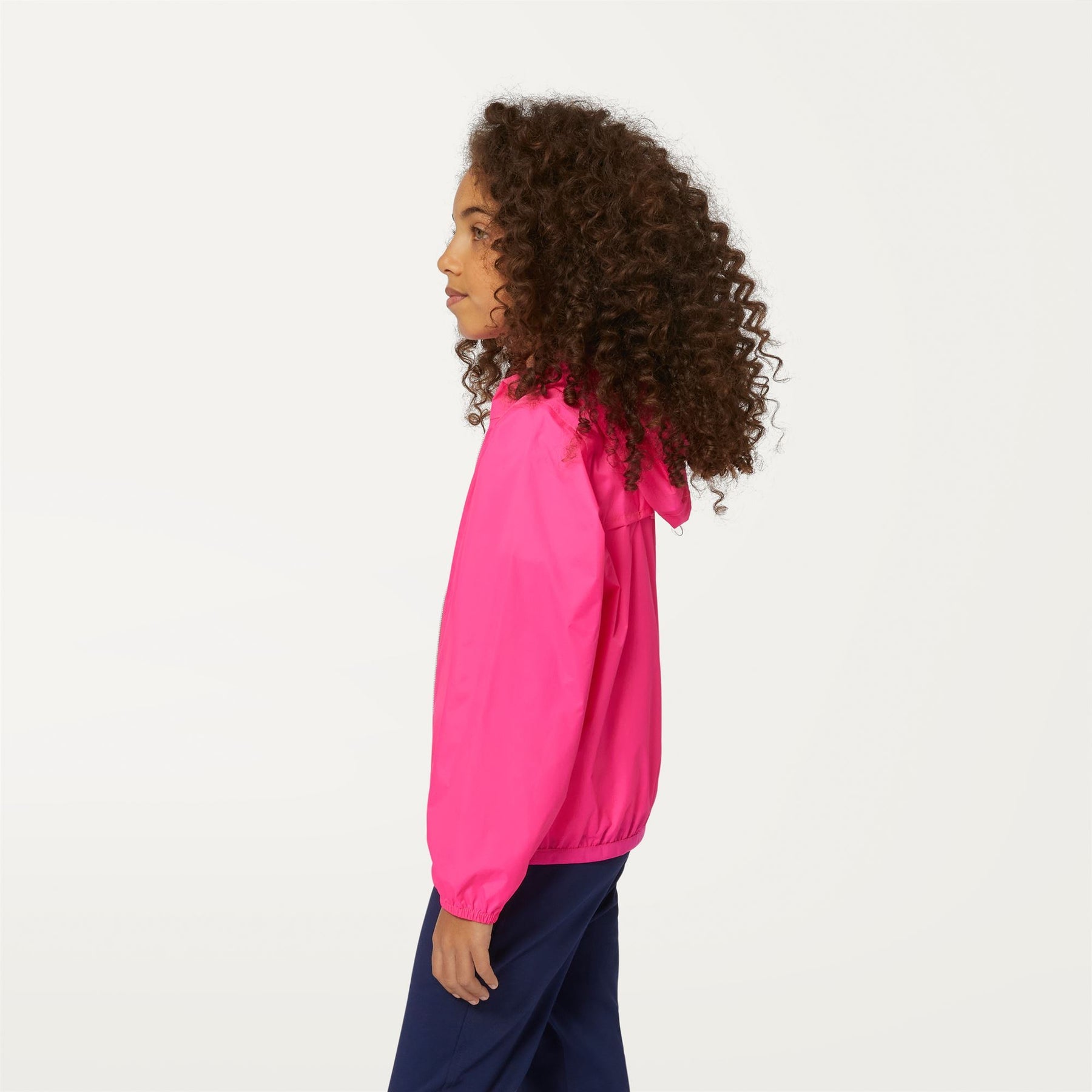 Claude - Kids Packable Full Zip Rain Jacket in Pink Intense