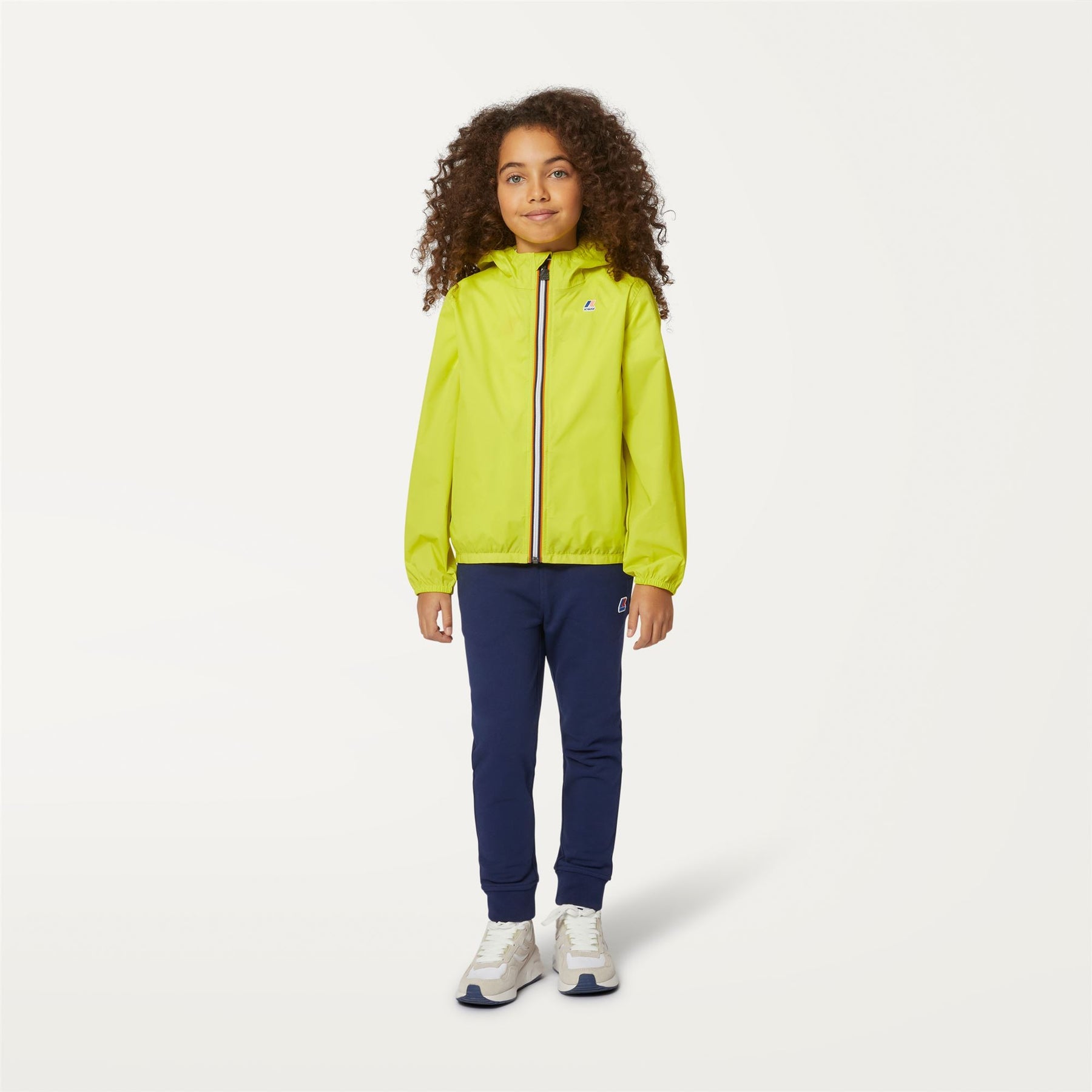 Claude - Kids Packable Full Zip Rain Jacket in Green Lime