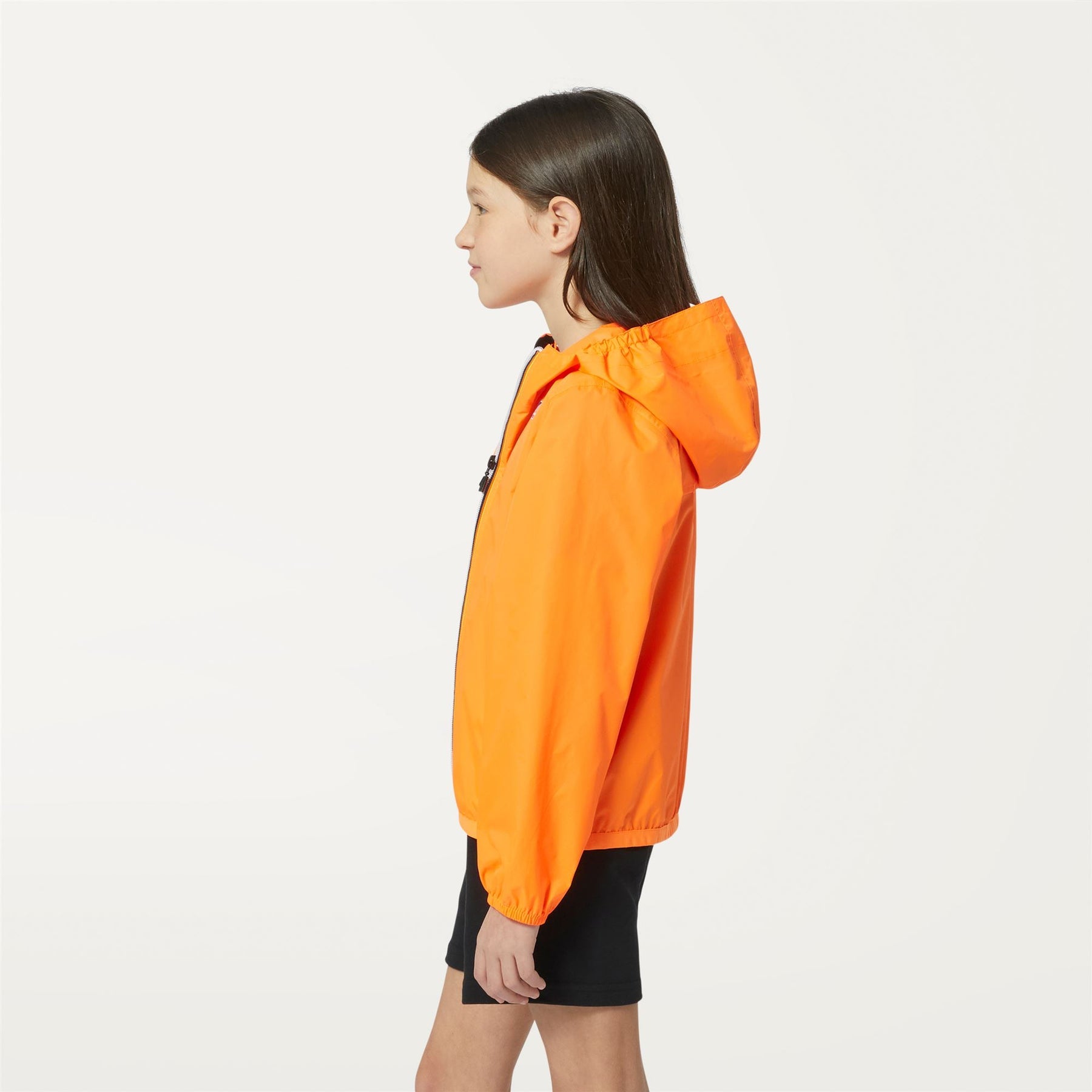 Claude - Kids Packable Full Zip Waterproof Rain Jacket in Light Orange