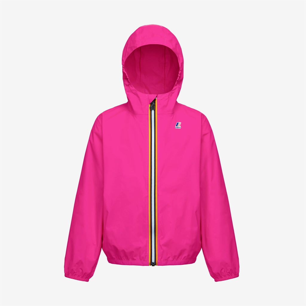 K Way Le Vrai Claude Pink Intense Kids Packable Full Zip Windbreaker Rain Jacket