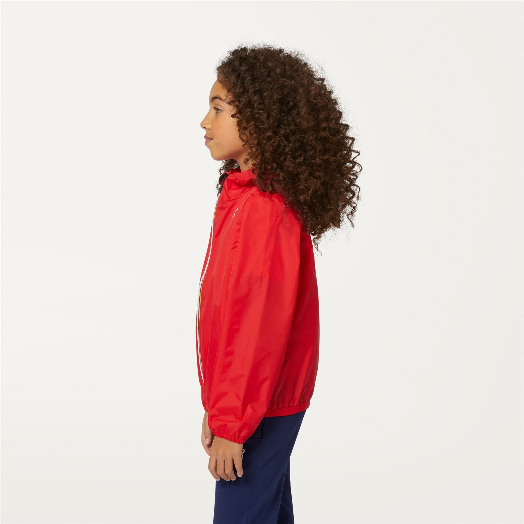 Claude - Kids Packable Full Zip Rain Jacket in Red