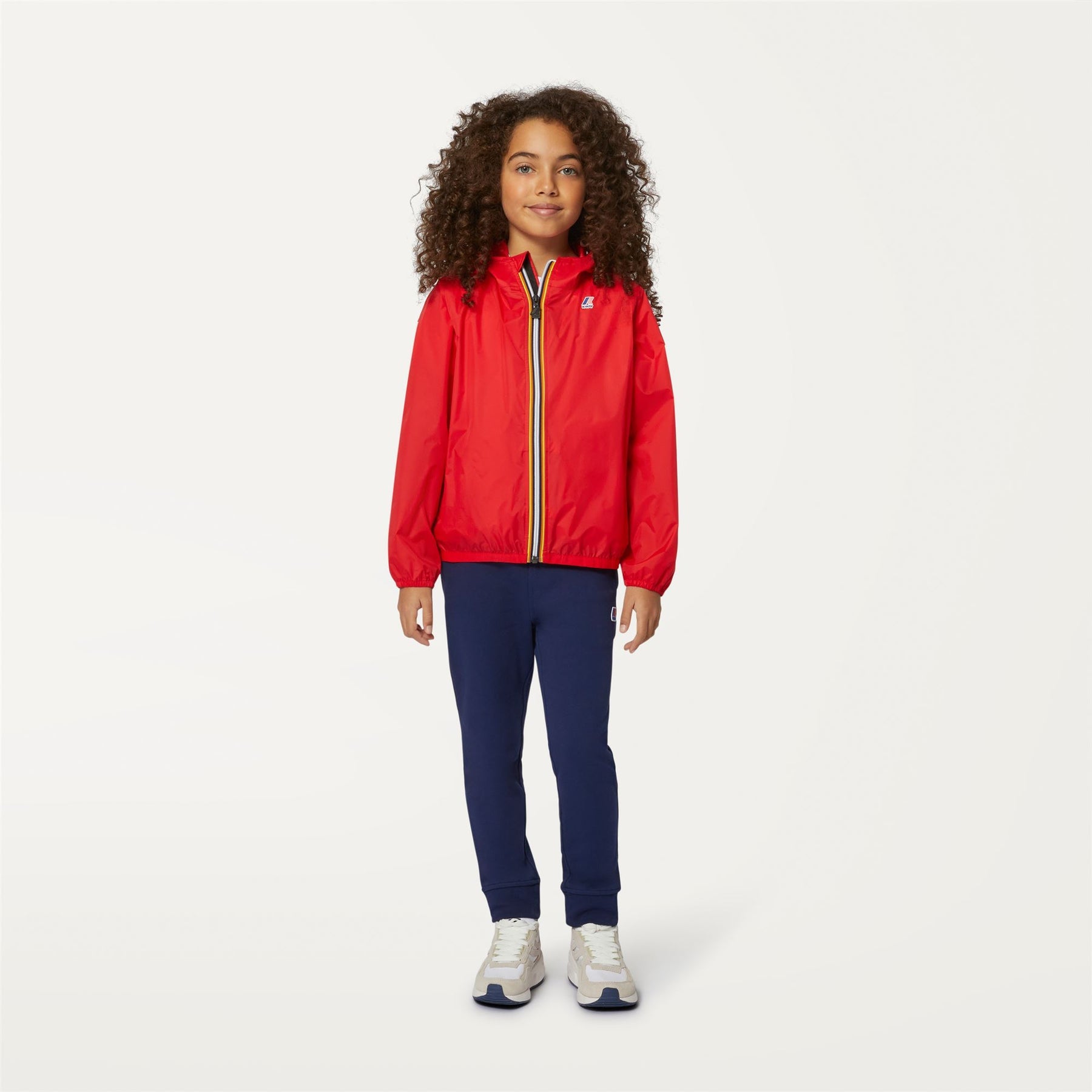 Claude - Kids Packable Full Zip Waterproof Rain Jacket in Red