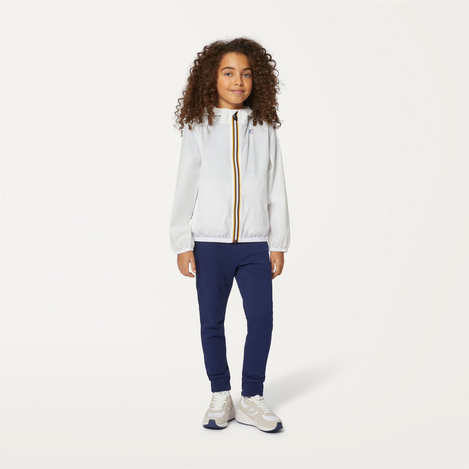 Claude - Kids Packable Full Zip Waterproof Rain Jacket in White