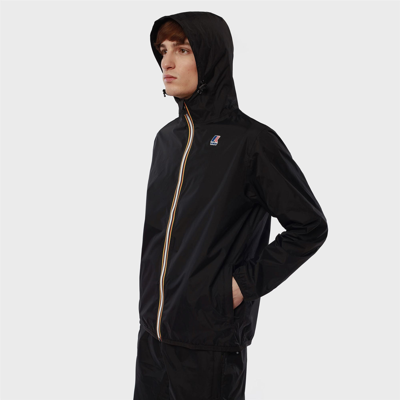Claude - Unisex Packable Full Zip Waterproof  Rain Jacket in Black