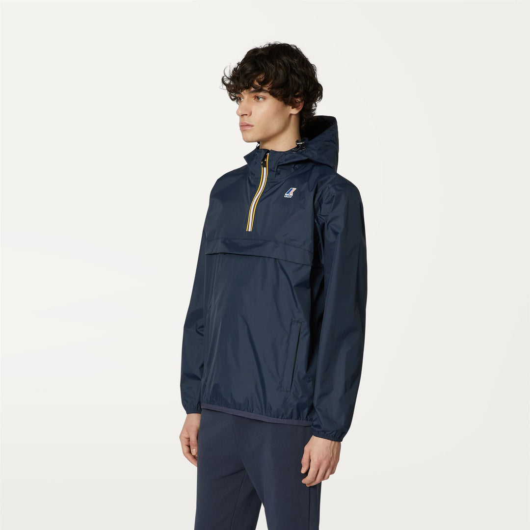 K-Way Le Vrai Leon Blue Depht Packable Quarter Zip Windbreaker Rain Jacket