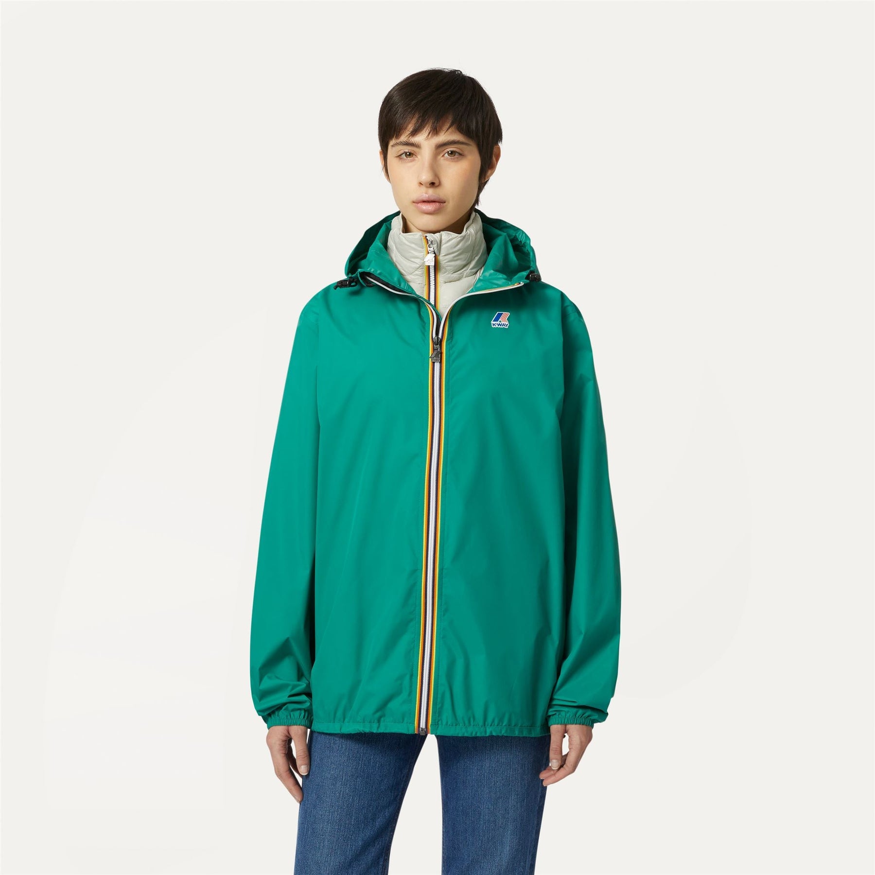 Claude - Unisex Packable Full Zip Waterproof  Rain Jacket in Green