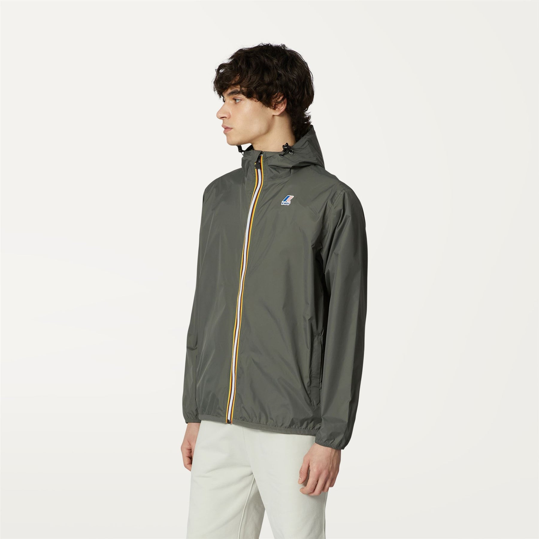 Claude - Unisex Packable Full Zip Waterproof  Rain Jacket in Green Blackish