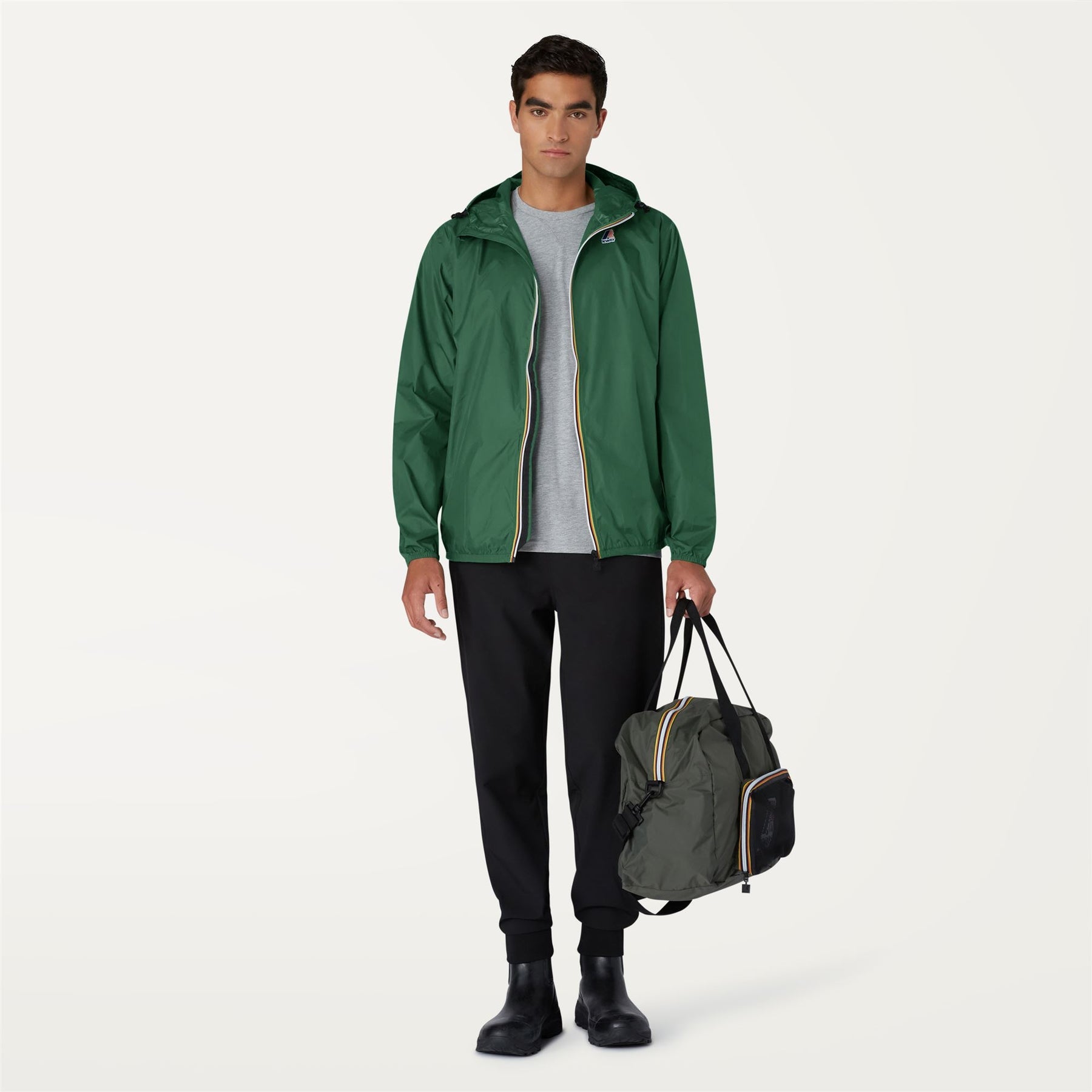 Claude - Unisex Packable Full Zip Waterproof  Rain Jacket in Green Dark